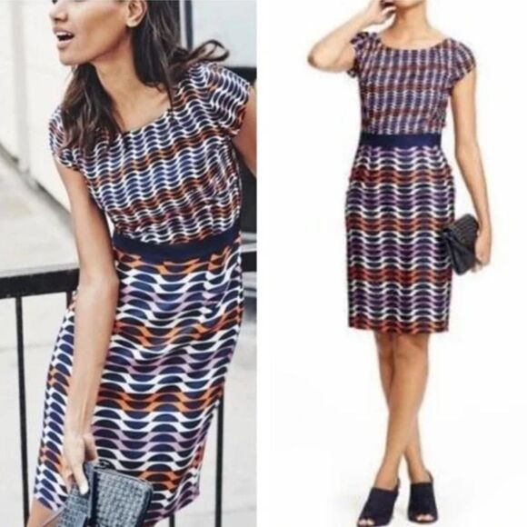 Boden geometric silk dress - Picture 1 of 8